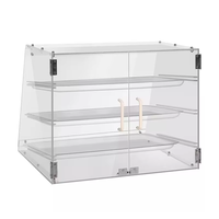 Vitrine de comptoir multi-niveaux en acrylique transparent sur mesure, boîte de présentation alimentaire pour boulangerie avec porte arrière pour gâteaux, pains et beignets