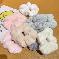 Bleu moelleux en peluche cheveux cravate élastique mignon ours cheveux anneau enfants dessin animé tête corde ensemble filles femmes cheveux corde chouchous