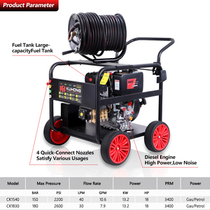 Kuhong Haute Qualité & Meilleur <span class=keywords><strong>Prix</strong></span> 2200psi Amjet 12.5hp 2200psi 150bar Nettoyeur de Canalisations à Jet d'Eau 1-cylindre diesel - Product Image 3