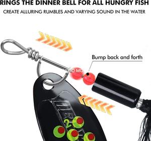 Cuillère à filer double Leurres de pêche Lames de queue de coq en cuivre pour la truite basse d'eau douce salée - Product Image 3