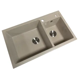 Placa de drenaje rectangular moderna, fregadero de cuarzo de cocina de granito compuesto
