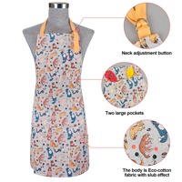 Ensemble d'accessoires de cuisine motif chat 5 pièces tablier en coton bavoir imperméable gants de four en coton porte-pot à carreaux en Silicone
