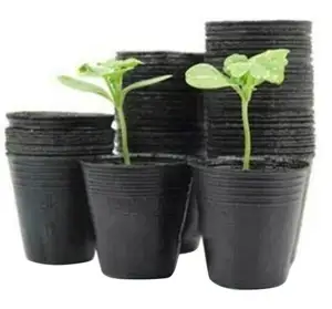 Black Plastic Nursery Pot Nutrition Bowl Plastic Seedlings Planting Flower Pot Nursery Planter Home Garden Decor Black