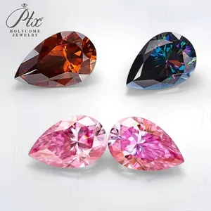 Moissanite pietra sciolta Moissanite pera taglio VVS1 chiarezza rosa/<span class=keywords><strong>arcobaleno</strong></span> <span class=keywords><strong>verde</strong></span>/colore granato con GRA certificato per la creazione di gioielli - Product Image 1