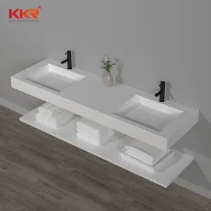 现代浴室虚荣柜固体表面洗手盆台面设计