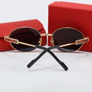 Lunettes de soleil de luxe 2026 pour hommes et femmes, petites lentilles ovales, marque de créateur originale, monture métallique de haute qualité - Product Image 4