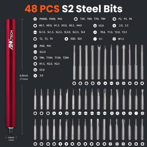 Anxtech Precision Electric <b>Screwdriver</b> <b>Set</b> 52 In 1 Cordless Battery Powered With 48 Magnetic <b>Bits</b> For Home Improvement - Product Image 4