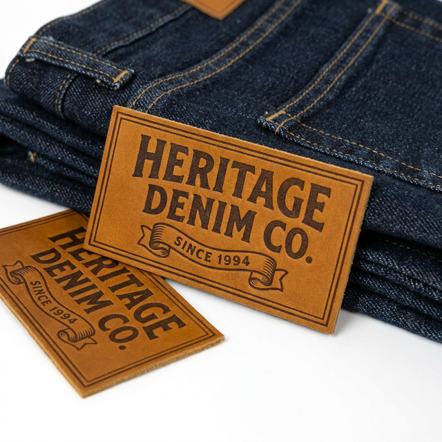 Custom 3D Embossed Relief Brand Logo Blank Authentic Leather Label Repair Hot Pressed Iron on PU Jeans Leather Tag Patch for Hat