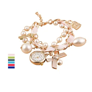 时尚手链手表丝带珍珠吊坠手表女士手表