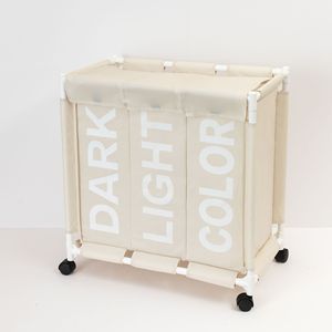 Cesta de Almacenamiento Móvil de Tres Compartimentos de Tela Oxford 600D Personalizable al por Mayor con Ruedas Universales - Cesta para <span class=keywords><strong>Ropa</strong></span> <span class=keywords><strong>Sucia</strong></span> - Product Image 5