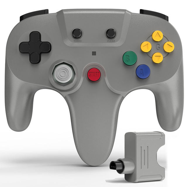 2.4GHz Wireless Controller Gamepad Joystick for 64 N64 Console Built-in Vibration Motor ABS Material Joypad
