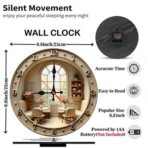 Round Wooden Wall <b>Clock</b> 25x25Cm Indoor Hanging Quartz Silent Modern Home Decor - Product Image 2