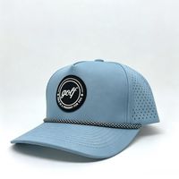 Casquette de golf personnalisée OEM ODM perforée au laser avec logo en patch PVC, casquette de golf respirante à perforations laser pour hommes