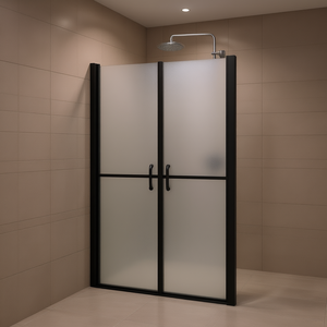 Frosted Shower Door 28.7''-29.9''x74.8'' With <b>Frame</b> Hinge <b>Black</b> Tempered Glass - Product Image 2