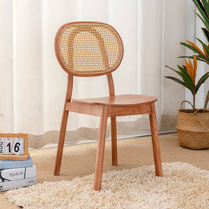 Silla de Comedor Nórdica de Ratán con Respaldo de Madera Maciza, Estilo Vintage para Hogar, Cafetería, Muebles de Hotel - Product Image 3