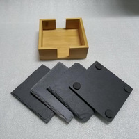 Lots de sous-verres en ardoise naturelle avec support en bambou, logo gravé, pour la décoration de bars et de maisons