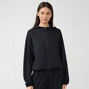 Vêtements d'équitation pour femmes, veste à capuche zippée, produit d'automne pour femmes, sweat-shirt décontracté ample, veste d'équitation pour le fitness - Product Image 2