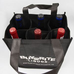 Durable Eco Friendly Logo 2 Custom Promotion <b>Gift</b> Reusable Non Woven Bags 6 Bottle Wine Tote Bag - Product Image 2
