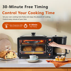 Бытовая машина для завтрака 3-в-1, электрическая многофункциональная печь для кофе, тостер со сковородой и хлебопечкой, мини-духовка - Product Image 4
