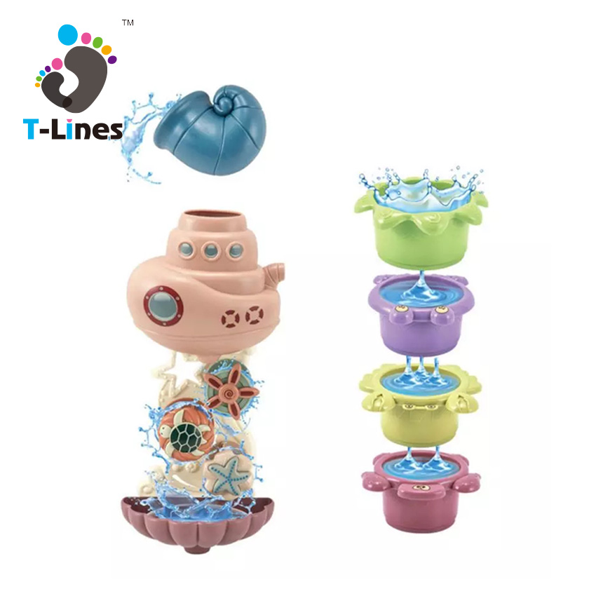 2021 новый дизайн игрушек для ванны детский набор для ванной комнаты мультяшная Штабелируемая чашка для ванны красочные игрушки для детей