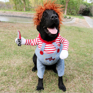 Costume de <span class=keywords><strong>chien</strong></span> Chuckyy, vente chaude, vêtements amusants pour animaux de compagnie, costume de <span class=keywords><strong>chien</strong></span> Chuckyy tenant un couteau, costume de <span class=keywords><strong>chien</strong></span> pour <span class=keywords><strong>Halloween</strong></span> - Product Image 4