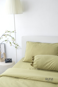 100% Cotton Stone-Washed Bedding Set 4PCS 2 Pillow Case Comforter Cover Fitted <b>Sheet</b> Avocado Green <b>King</b> Queen Custom <b>Size</b> - Product Image 5