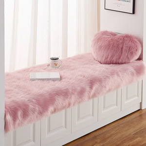 Alfombra Rectangular de Imitación de Lana Rosa para Ventana, Alfombra de Felpa Gruesa Lavable a Máquina para Dormitorio o Balcón - Product Image 1