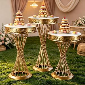 Supports à gâteaux de luxe en promotion, décoration de table de desserts pour mariages, hôtels et fêtes, présentoir à fleurs doré démontable, décoration événementielle - Product Image 6