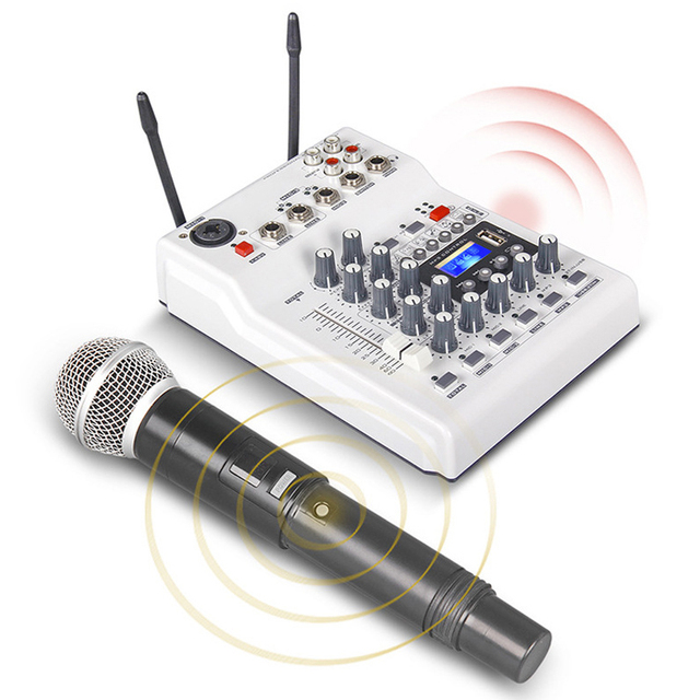 Portable pa System with Wireless Mic MG-04 Dj pa System Mini Audio Mixer with Mic Wireless Mini Dj Mixer Stereo Audio Console