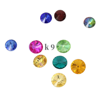 Vente en gros de strass à coudre Rivoli 8-14 mm, 15 pièces, cristal K9 de qualité supérieure, strass plats à coudre pour décorations de vêtements