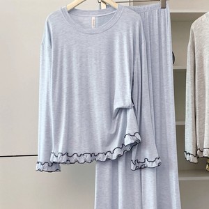 <span class=keywords><strong>Pyjama</strong></span> en maille modale pour femmes, personnalisé, décontracté, respirant, thermique, confortable, vêtements de nuit avec hauts à <span class=keywords><strong>manches</strong></span> <span class=keywords><strong>longues</strong></span> - Product Image 1