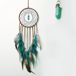 Materiale organico di Attaccatura di Parete Della Decorazione Handmade Del Turchese Pietra Piuma <span class=keywords><strong>Macrame</strong></span> Dream Catcher - Product Image 4
