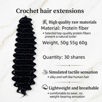 Extensions au crochet 50G pour tresses, en fibres protéinées bouclées Deep Wave, avec cordons sans nœuds, anti-emmêlement et nœuds invisibles miracle
