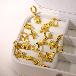 YWXS Fashion18k Pendentif en acier inoxydable en forme d'éventail, série Océan, été, plage, boucles d'oreilles gratuites pour femmes, vente en gros - Product Image 6