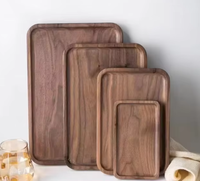 Plateau de service rectangulaire en noyer noir massif de qualité supérieure, style moderne et minimaliste, pour café, thé, petit-déjeuner, décoration de la maison ou du bureau