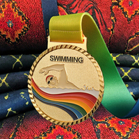 Rubans de médailles de sport avec logo personnalisé Trophées de natation Marathon de football en métal plaqué Médailles vierges par sublimation Logo personnalisé