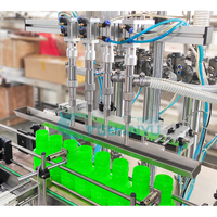 Machine automatique de remplissage, de bouchage et d'étiquetage de liquides, savon, détergent, shampoing, acier inoxydable, haute efficacité, pneumatique, 4 têtes servo