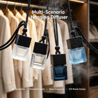 Vente en gros de flacons en verre vides de 8 ml pour diffuseur de voiture suspendu, pour l'emballage d'huiles essentielles, avec bouchon à vis en bois, flacon de parfum