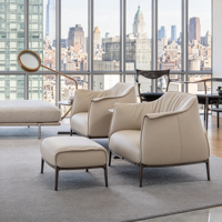 Fauteuil de détente individuel en cuir minimaliste italien, fauteuil d'appoint de luxe design pour villa et balcon