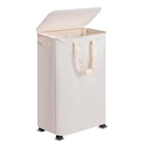 Panier de rangement à linge pliable blanc Panier à linge étroit avec roues, Panier à linge mince avec couvercle