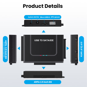 Adaptador convertidor USB a SATA IDE con fuente de alimentación para transferencia y copia de seguridad de datos de discos duros - Product Image 3
