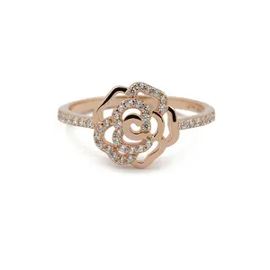 Factory Wholesale Fashion Lots Value 925 Sterling Silver Rose Flower Ring Fine Jewelry Rings