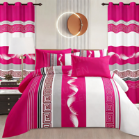 Vente en gros usine – Nouvelle collection de parures de lit personnalisées motif rose rouge, ensemble 8 pièces avec rideaux pour chambre de mariage, toutes saisons
