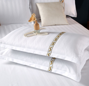 Suministros de hotel blanco King Size 300tc bordado 100% algodón sábana juego de cama de algodón - Product Image 6