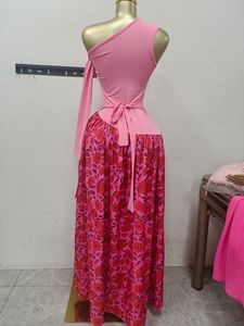 Vestidos Largos Elegantes de Mujer, Nueva Colección de Otoño, Sin Mangas, Cuello Inclinado, Estampado, Plisado, con Parches - Product Image 5