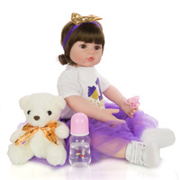 Fashion Boutique Reborn Doll 24 Zoll Simulierte Baby puppe Silikon Reborn Doll Mit Langem Haar Silikon Reborn Baby