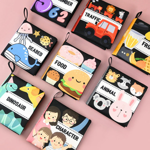 Livre en tissu sensoriel jouets pour bébés à contraste élevé 0 <span class=keywords><strong>12</strong></span> <span class=keywords><strong>mois</strong></span> jouets pour nouveau-nés livres en tissu noir et blanc livre pour bébé Montessori - Product Image 2