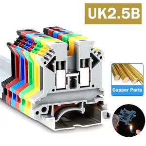 Bloc de jonction UK2.5 sur rail DIN, 10/100 pièces, adaptateur de câble électrique 2,5 mm², connexion à vis UK2.5B, bande de connexion - Product Image 1
