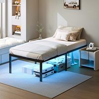 Cadre de lit intelligent, portable, pliable, réglable, gain de place, avec éclairage LED, construction en acier durable, usage hôtelier, capacité 3500 lbs