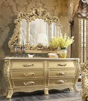 Collection de meubles de chambre à coucher en or antique, style Versailles